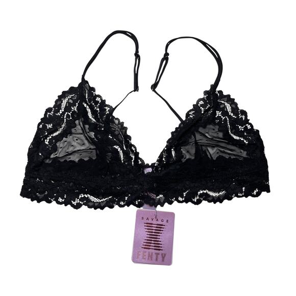 Savage X Fenty Other - Savage X Fenty Dotted Mesh Bralette Black Size Large